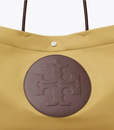 Tory Burch Ella Twist Nylon Shoulder Bag With Maxi Logo Patch On The Front In Neutral