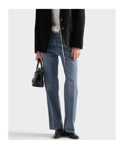 Prada Logo-patch Denim Jeans In Blue