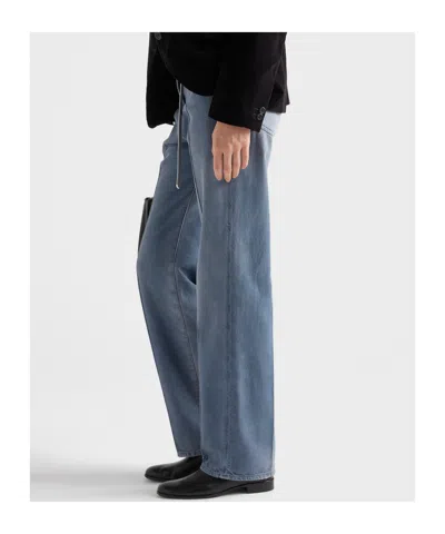 Prada Logo-patch Denim Jeans In Blue