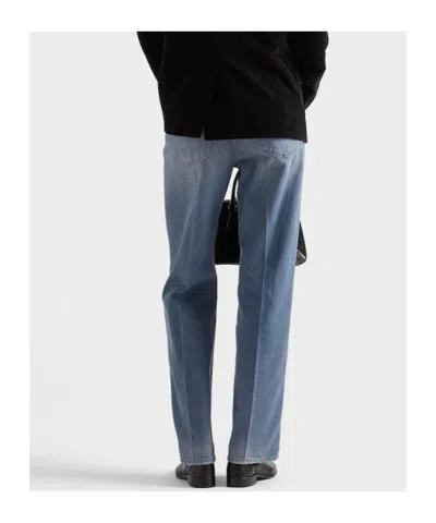 Prada Logo-patch Denim Jeans In Blue