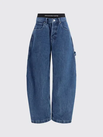 Alexander Wang Alexanderwang. T Prestyled High Rise Oversized Jeans With Logo Elastic In Deep Blue