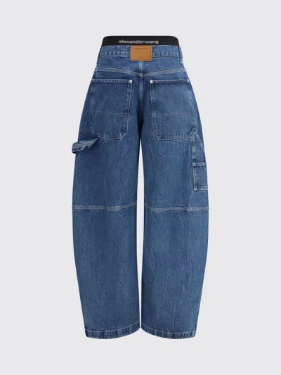 Alexander Wang Alexanderwang. T Prestyled High Rise Oversized Jeans With Logo Elastic In Deep Blue