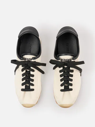Jacquemus Les Tennis Leather-trimmed Canvas Sneakers In Neutral