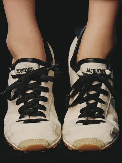 Jacquemus Les Tennis Leather-trimmed Canvas Sneakers In Neutral