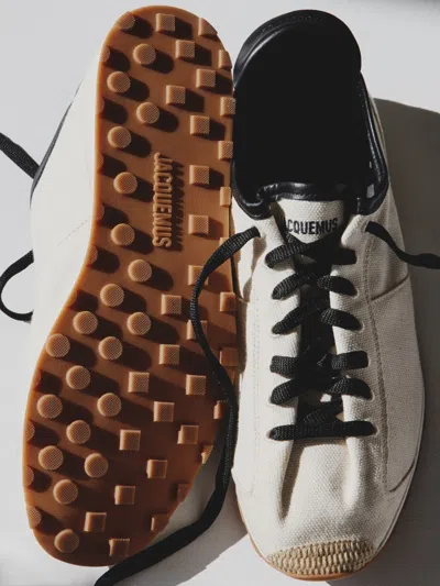 Jacquemus Les Tennis Leather-trimmed Canvas Sneakers In Neutral