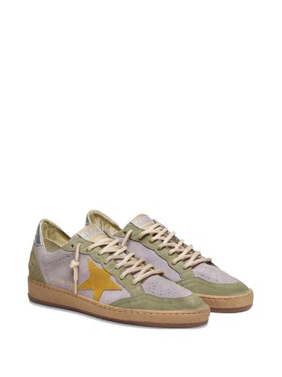 Golden Goose Ball Star Sneakers In Suede And Laminated Leather Heel In Multi