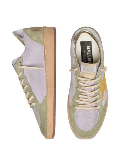 Golden Goose Ball Star Sneakers In Suede And Laminated Leather Heel In Multi