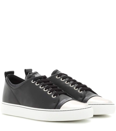 Shop Lanvin Low-top Leather Sneakers In Llack Silver