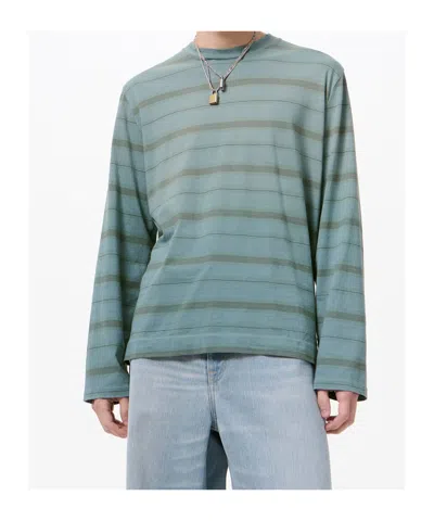 Our Legacy Mens Spray Fade Ghost Stripe Striped Boxy-fit Long-sleeve Cotton-shirt In Blue