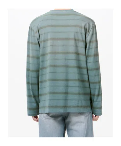 Our Legacy Mens Spray Fade Ghost Stripe Striped Boxy-fit Long-sleeve Cotton-shirt In Blue
