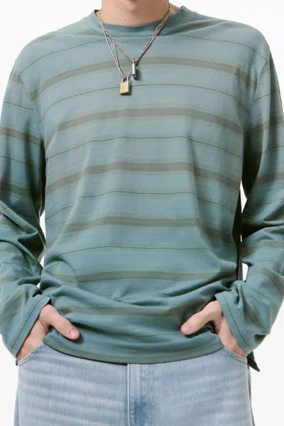 Our Legacy Mens Spray Fade Ghost Stripe Striped Boxy-fit Long-sleeve Cotton-shirt In Blue