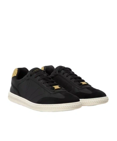 Versace Black Greca Court Faux-leather Sneakers In Black