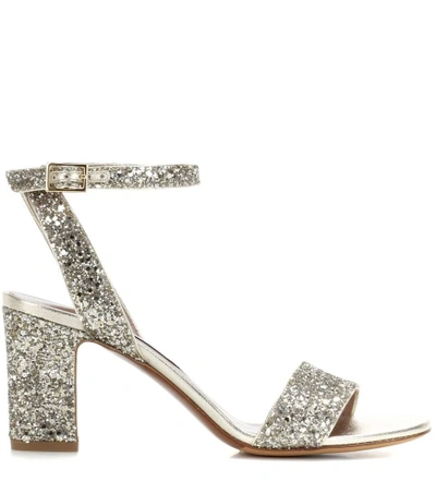 Shop Tabitha Simmons Leticia Glitter Sandals In Champagee Glitter