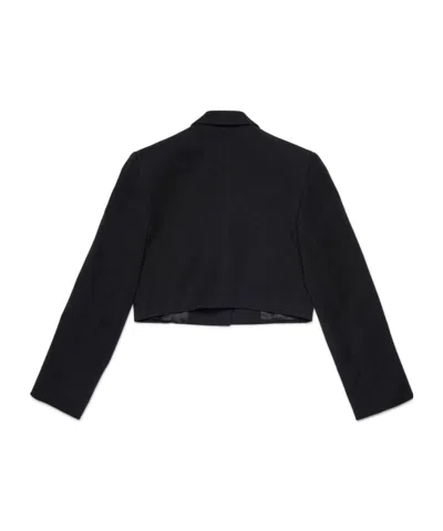 Diesel Kids Oval-d Plaque Zipped Jacket In Black