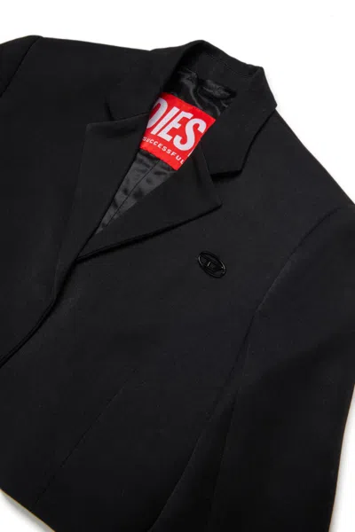 Diesel Kids Oval-d Plaque Zipped Jacket In Black
