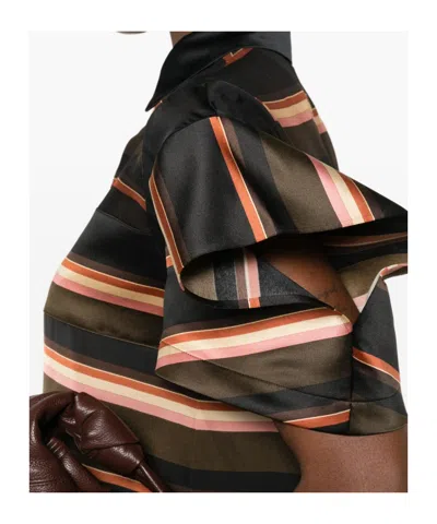 Sacai Horizontal Stripe Dress In Green