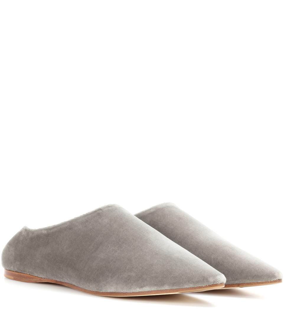 Acne Studios Woman Amina Collapsible-heel Velvet Loafers Taupe In Grey ModeSens