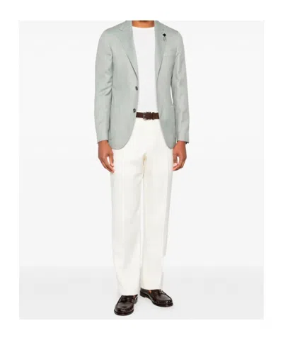 Lardini Button Wool Jacket In Green