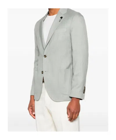Lardini Button Wool Jacket In Green