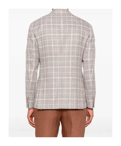 Lardini Checked Single-breasted Jacket In Neutral
