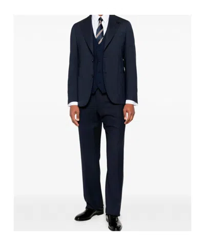 Lardini Button Pin Virgin-wool Jacket In Blue