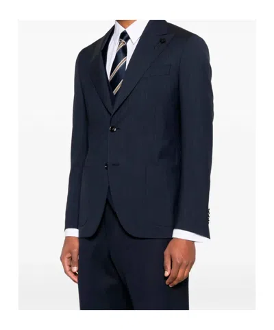 Lardini Button Pin Virgin-wool Jacket In Blue