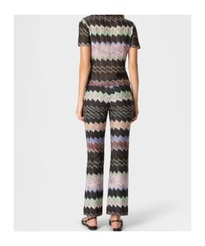 Missoni Zigzag Flared Trousers Textured Metallic Threads In Black
