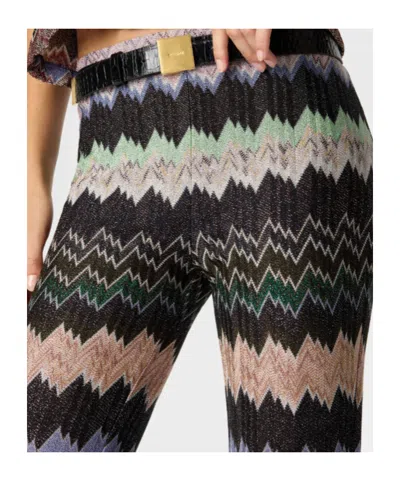 Missoni Zigzag Flared Trousers Textured Metallic Threads In Black