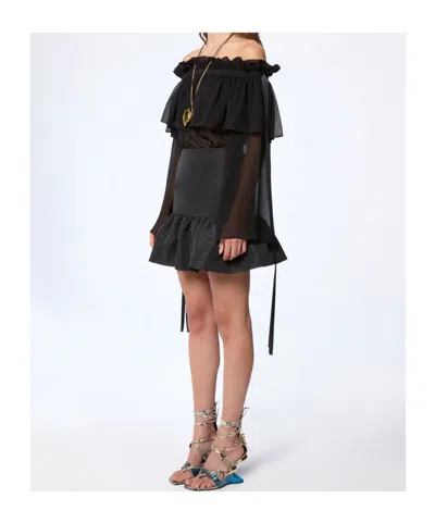 Nina Ricci Midi Skirt Featuring Ruffled Hem Detail In Black