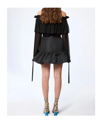 Nina Ricci Midi Skirt Featuring Ruffled Hem Detail In Black