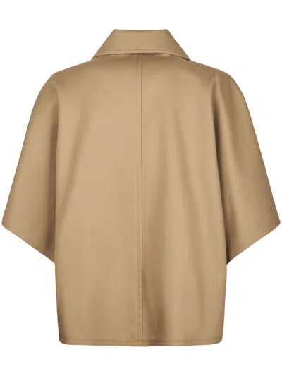 Max Mara Collared Cape In Brown