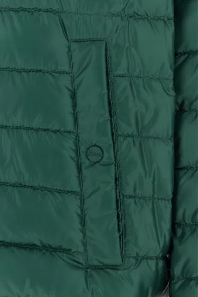 Herno Nylon Down Jacket Elasticated Cuffs Stand Collar In Green