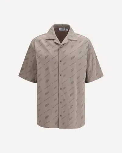 Off-white Monogram-print Short-sleeved Shirt In Brown