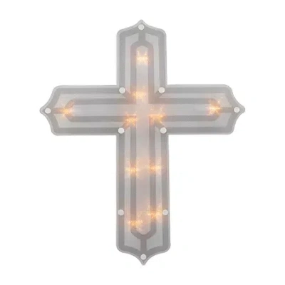 Northlight 14in Lighted Religious Cross Easter Window Silhouette In White