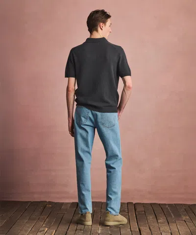 Naadam Lightweight Cashmere Short Sleeve Polo In Black