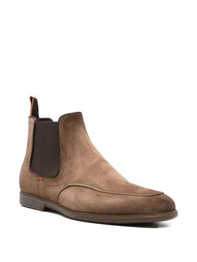 Santoni Elastic-panel Boots In Brown