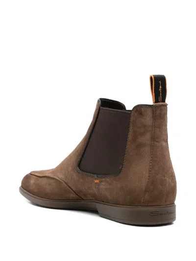Santoni Elastic-panel Boots In Brown