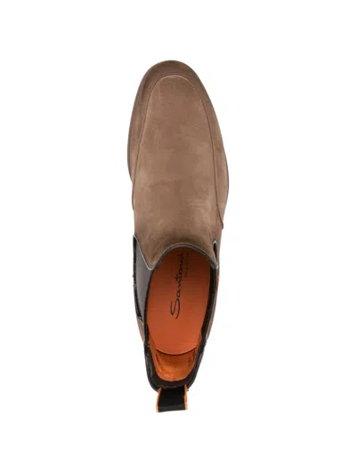 Santoni Elastic-panel Boots In Brown