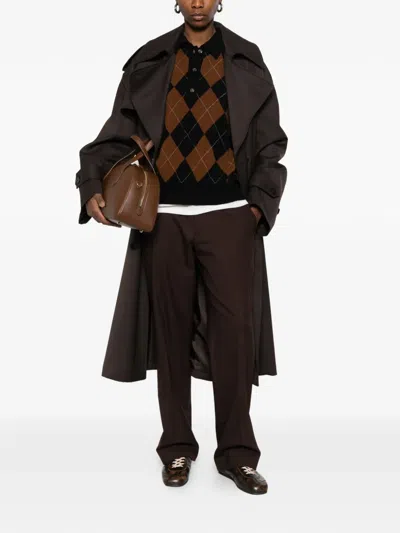 菱形纹针织POLO领上衣