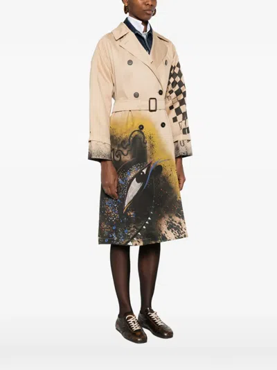 Weekend Max Mara Belted Graphic Coat In Neutral
