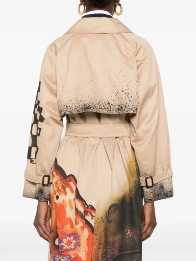 Weekend Max Mara Belted Graphic Coat In Neutral