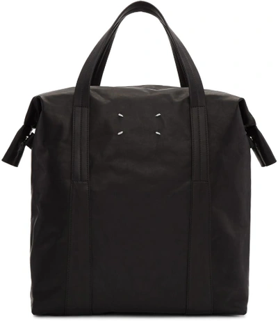 Shop Maison Margiela Black Leather Tote Bag