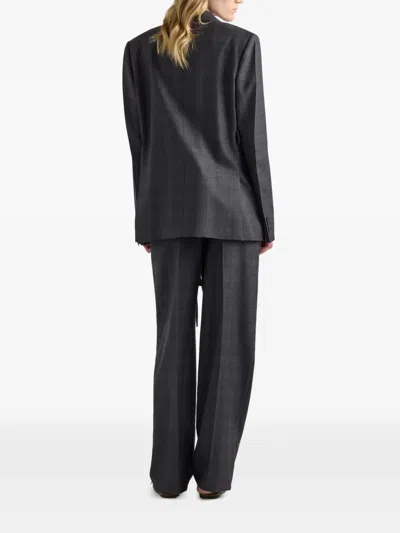 Prada Double-breasted Checked Wool Jacket In Gray