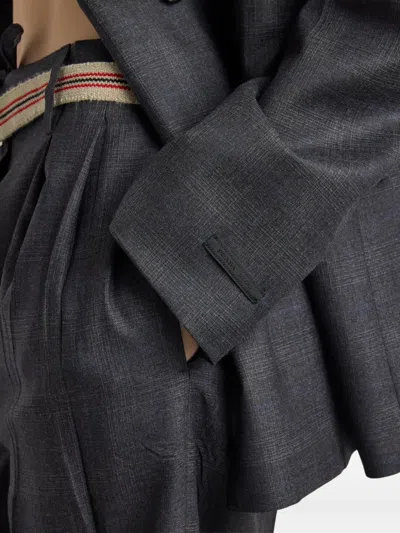 Prada Double-breasted Checked Wool Jacket In Gray