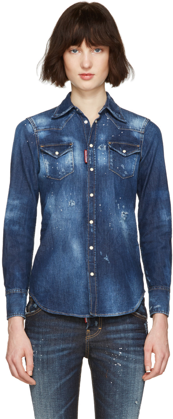 dsquared western denim shirt