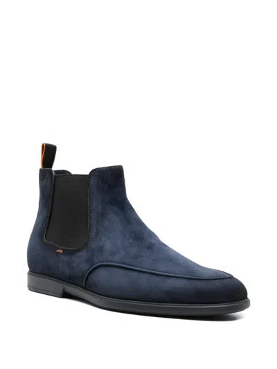 Santoni Panelled Boots In Blue