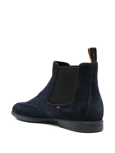 Santoni Panelled Boots In Blue