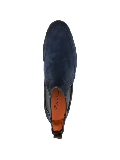 Santoni Panelled Boots In Blue