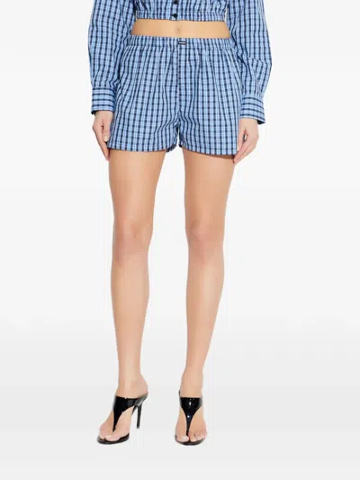 Vetements Checked-pattern Mini Shorts In Blue