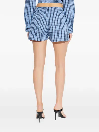 Vetements Checked-pattern Mini Shorts In Blue